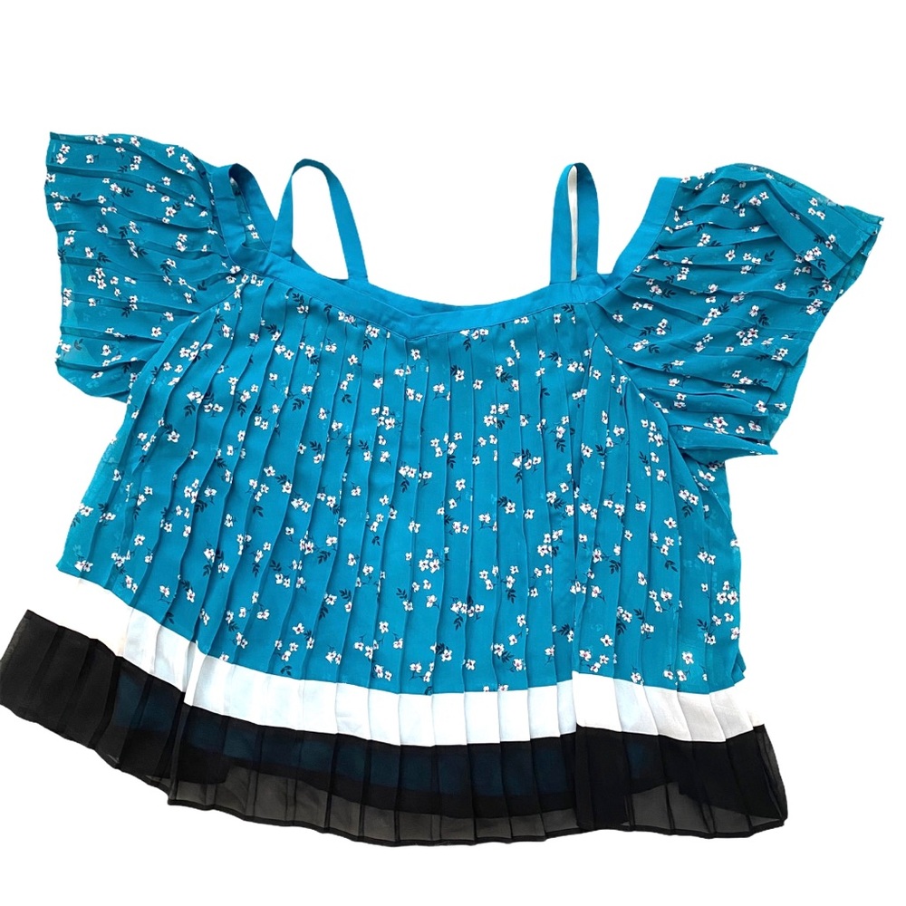 Lane Bryant Top Blouse Cold Shoulder Teal